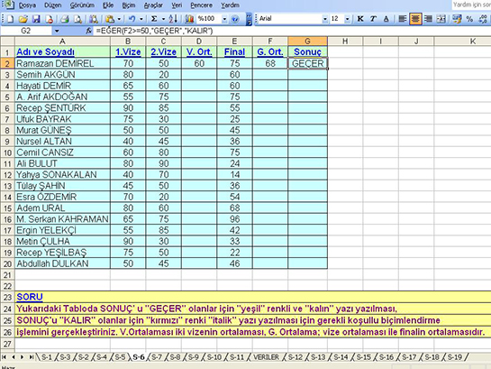 Excel rnekleri