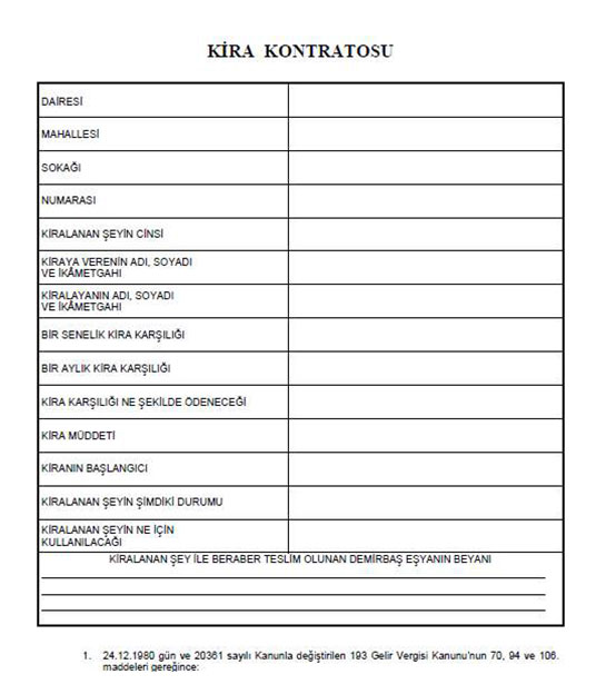 Kira Kontratı Örneği Dikkat Etidelecek Hususlar