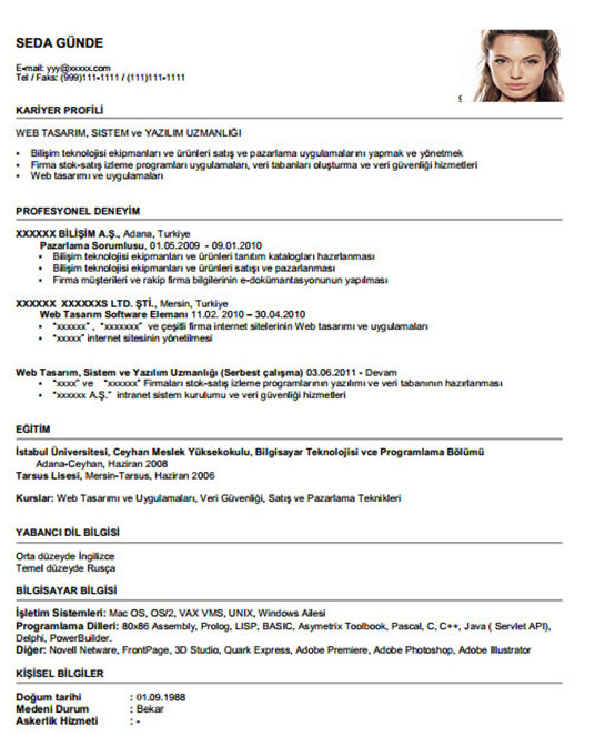 Özgeçmiş Örnekleri Dikkat Edilmesi Gereken Hususlar
