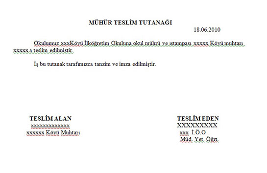 Tutanak Örnekleri ve Çeşitleri